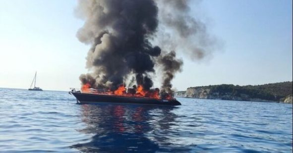 yacht on fire