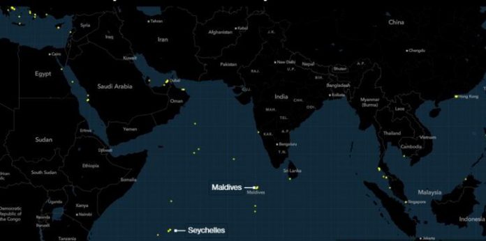 Seychelles - Maldives map